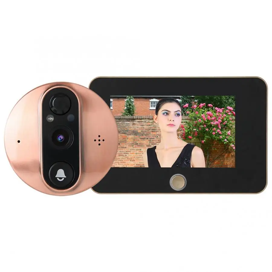 Видео глазок Wifi 4,3 дюймов цифровая дверная камера дверной звонок HD 720P ночное видение PIR Обнаружение движения 166 градусов Дверь просмотра облако