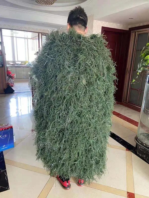 Camouflage Jungle Ghillie Suit Handmade Knitting 125x150cm Men's and women's cloak camouflage net exhibition decoration ghillie suit