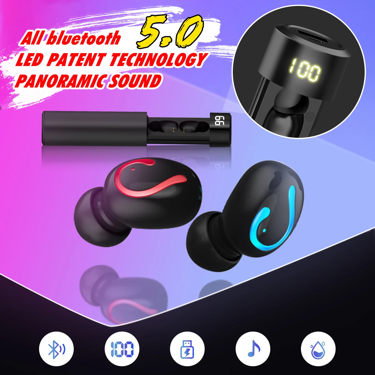 TWS 4D стерео 5,0 bluetooth наушники с микрофоном Зарядная база/power Bank шумоподавление Беспроводная Водонепроницаемая спортивная Гарнитура вкладыши