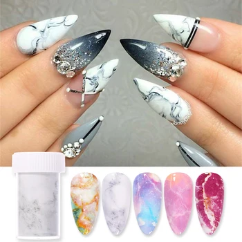 

1 Roll sparkly Sky Nail Foil Stickers Metallic Marble Slider Nail Transfer Decals Wrap Adhesive Decoration