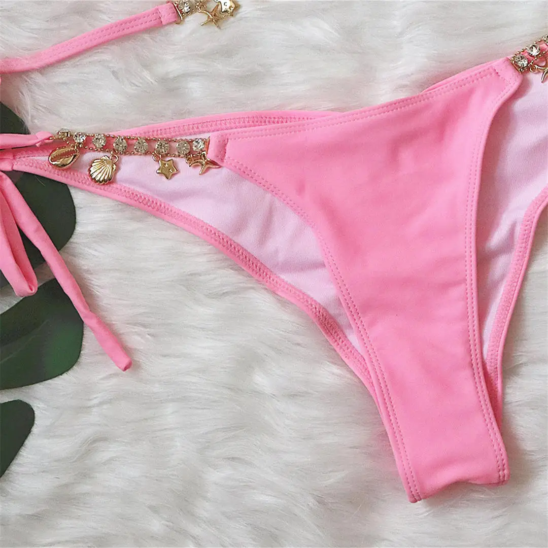 3 Colors Sexy Bling DIamond Bikini Women Swimwear Female Swimsuit Two-pieces Bikini set Halter Bather Bathing Suit Swim V2450