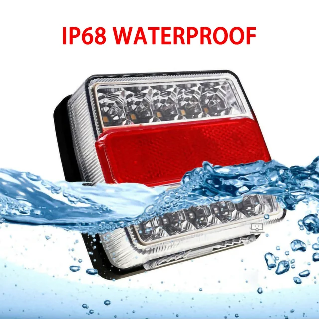 2Pcs Rear LED Submersible Trailer Tail Lights Kit 12V 15LED Boat Marker Truck Waterproof Lamps Universal for Campers Taillights 4