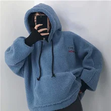 

Women Hoodies Lamb Wool Fake Two-piece Hooded Sweatshirts Knitted Halter Tops Jumper Ladies Winter Autumn Warm Pullovers 2021