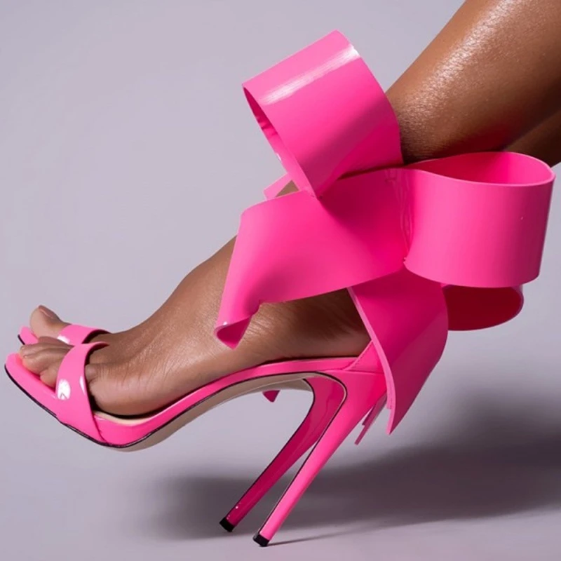 de tacón alto con pajarita rosa para mujer, zapatos de fiesta de celebración, tacones de aguja, zapatos de vestir de boda, novedad|Sandalias de mujer| AliExpress