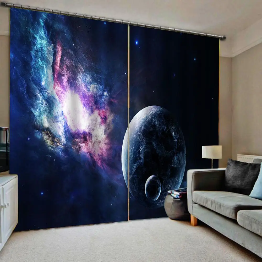 

Starry sky curtains Bedroom 3D Window Curtain Luxury living room decorate Cortina Blackout curtain