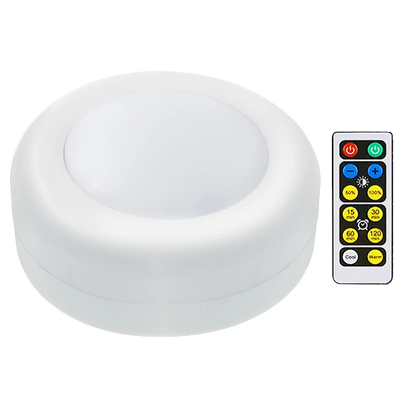

Promotion! 6Pcs/Set Wireless Led Closet Lights Warm White Color Changing Puck Light With Remote Control,Press Sensor Led Night L