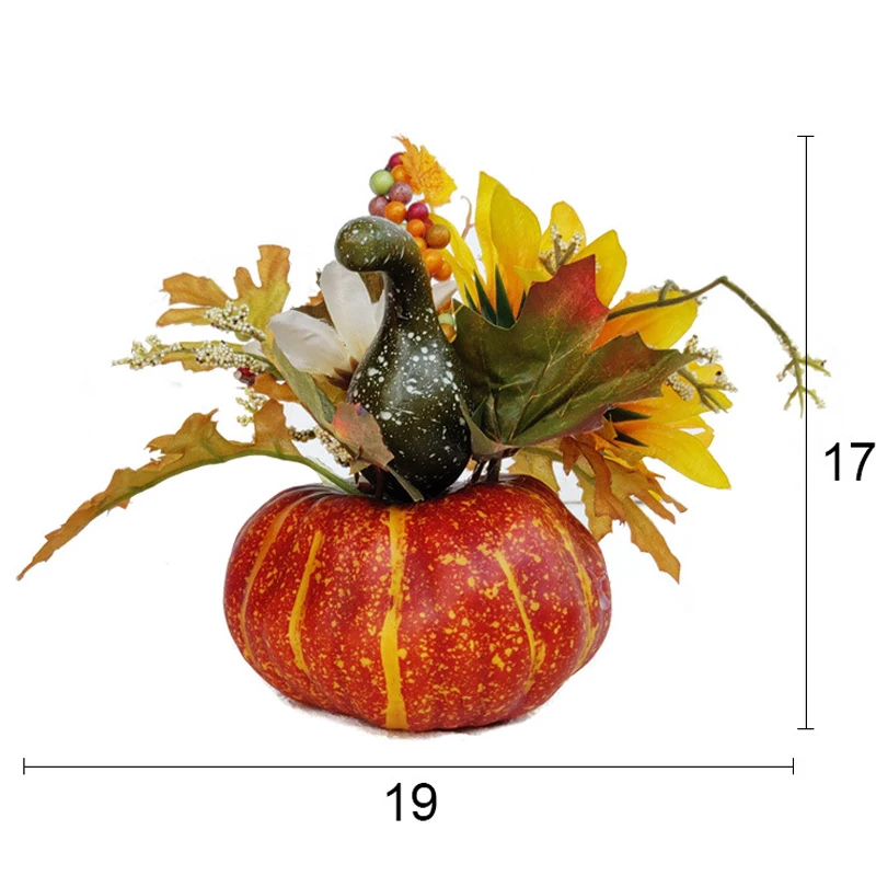 

19*17cm Artificial Fake Pumpkin Silk Leaves For Halloween Harvest Festival For Home Party Decoration