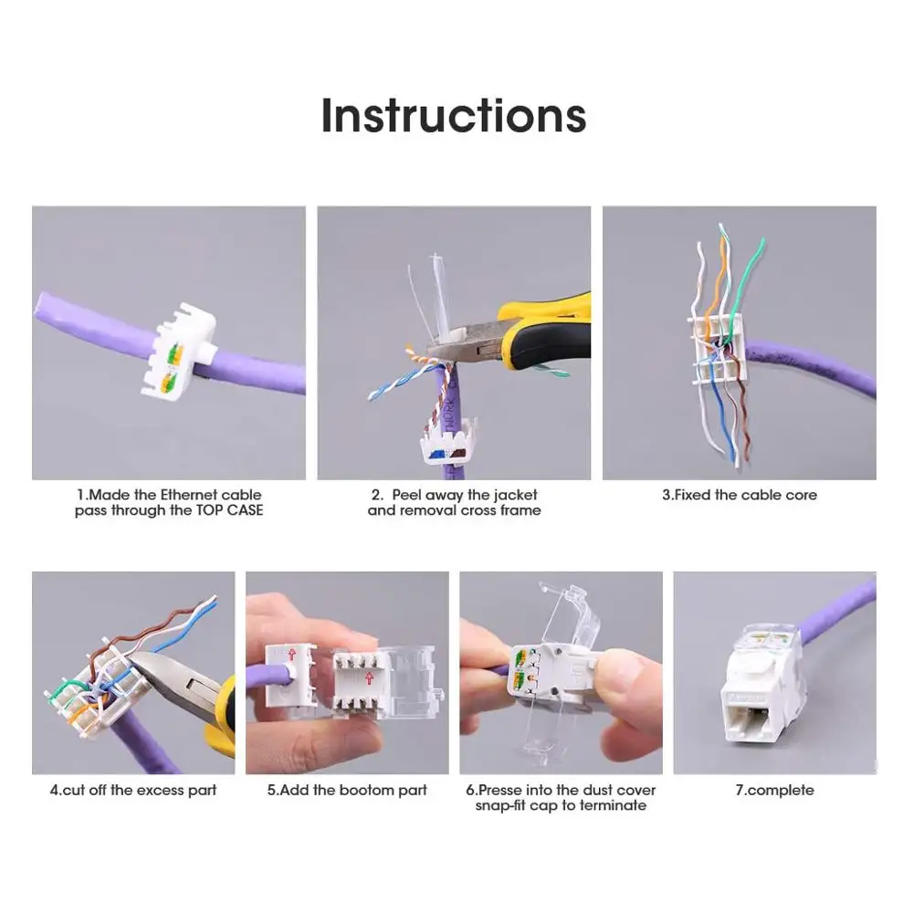 10 шт. в упаковке разъем Keystone CAT5e инструмент RJ45 UTP Jack не требует отверстий модульный