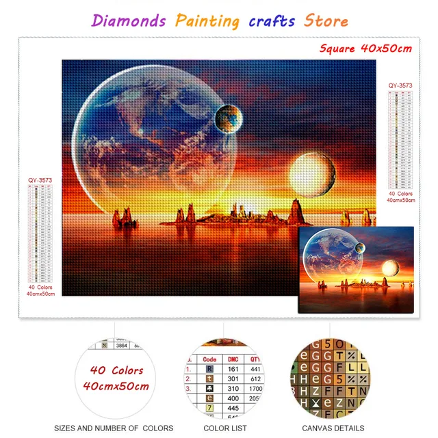 New AB Diamond Painting Universe Planet Full Square/Round Diamont Embroidery Sky Landscape Mosaic Galaxy Cross Stitch Home Decor H41-4