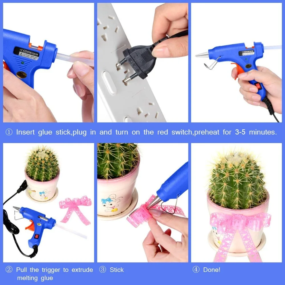 20W Mini Hot Glue Gun Fast Heating Hot Melt Glue Gun For Crafts School DIY  Arts Home Quick Repairs 8 Colors Use 7mm Glue Sticks