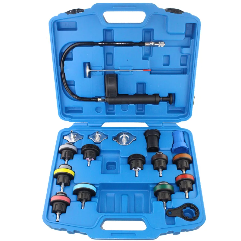 

18pcs Universal Radiator Pressure Tester Tool Kit Cooling System Testing Tool Water Tank Leakage Detector Nylon Material