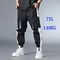 Large Plus Size 5XL 6XL 7XL Mens Cargo Pants Female Splice Drawstring Boys Loose Man Harem Pants Slacks Large Cropped Trousers 1