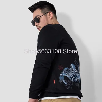 

W1153 Sweater Embroidery Big Size Men Round Neck Sweater Plus Fat Plus