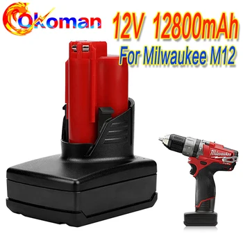 

High capacity tools battery For Milwaukee M12 12v 12800mah Power Tool Rechargeable Li-ion Battery Replacement Battery Backup L10