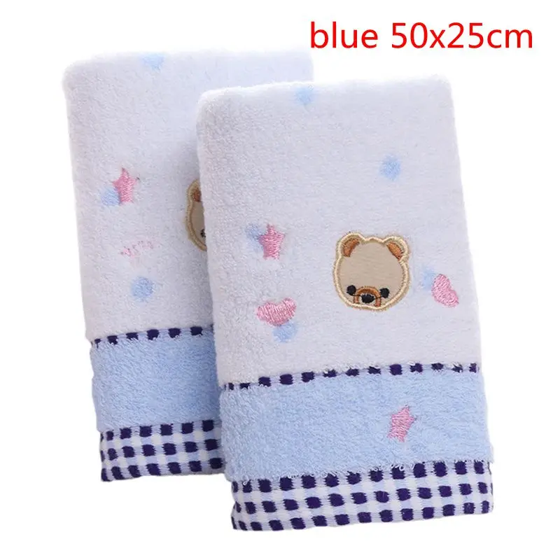 blue 50x25cm Juneiour набор полотенец с вышивкой лаванды хлопчатобумажные полотенца для лица банное полотенце для взрослых мочалки высокоабсорбирующие полотенца s - Цвет: blue 50x25cm