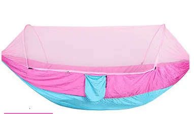 Pink Blue Открытый 2 человек быстро открывающийся спальный мешок москитная сетка парашют Кемпинг защита гамак с москитной сеткой - Цвет: Pink Blue