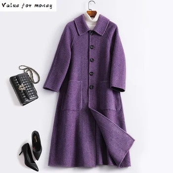 

Autumn Spring Coat Female Jacket Korean Vintage Black Long Wool Coat Women Clothes 2020 Outwear Coats Abrigo Mujer 19001 ZT2517