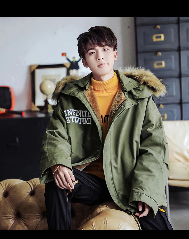Men's winter casual street jacket coat trend warm coat new men's printing padded cotton clothes winter windbreaker jacket
