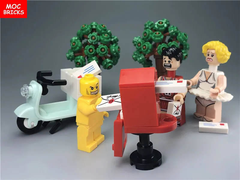 Набор, распродажа, кубики moc, сделай сам, красная почтовая коробка, конверт, буквы любви, фигурки, детские развивающие строительные блоки, собранные игрушки, подарки