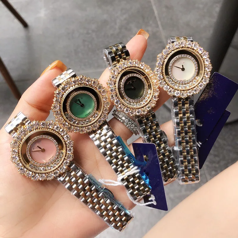 

Famous Brand full zircon move cz crytal Watch Luxury Wrist Watch 32mm round Quartz Wrist watch Clock Women Happy Stone Watches