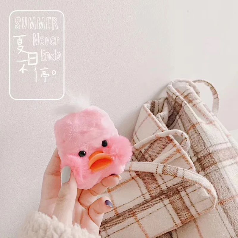A Korean Style Cute 3D Winter Plush Duck Sheep Teddy Dog Silicone Accessories Case For Airpods 1 2 Wireless Bluetooth Cover Coque - Цвет: A