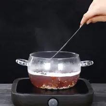 Glass-Pot Handle Transparent Large-Capacity for Household-Use Binaural with Lid Heat-Resistant