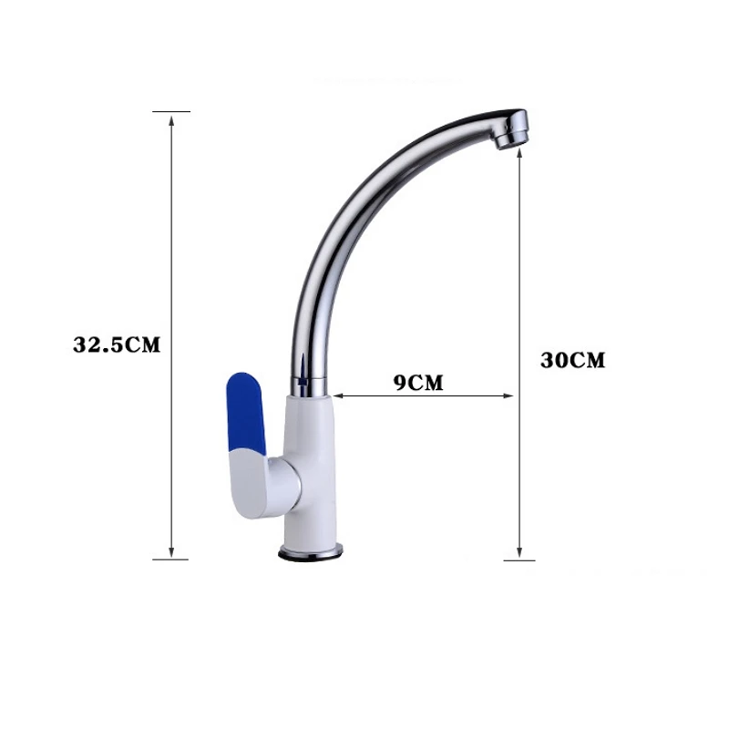 Кухонный кран многоцветный медный Однорычажный поворотный носик холодной и горячей воды Смеситель одно отверстие на бортике раковина
