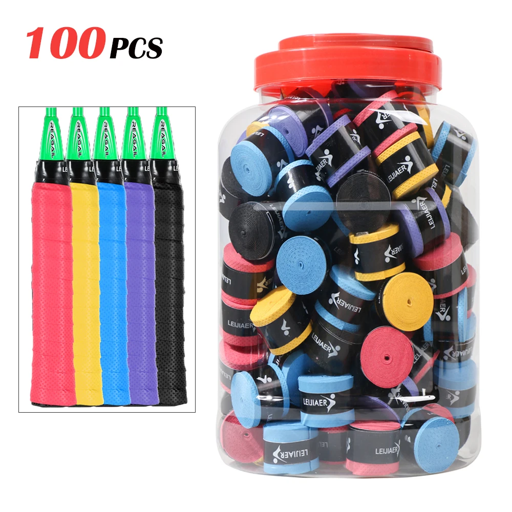 

100/60/30Pcs Tennis Racket Overgrips Anti-skid Sweat Tape Wraps Badminton Racquet Hand Gel Non-slip Dry Fishing Sweat Band Grip