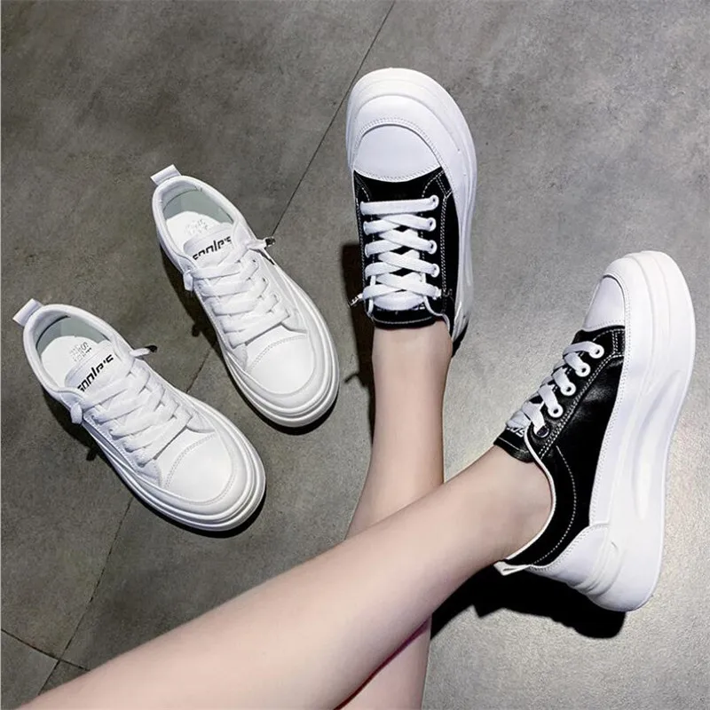 

white sneaker platform sneakers autumn Fashion Women Black Increase Casual Shoes Woman Walking flats Loafers