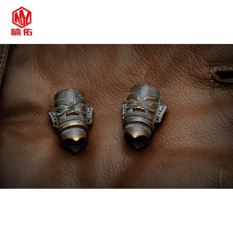 1 шт. бронзовая маска Sanxingdui ручной работы, латунные медные EDC бусы на веревочке, шнурки, подвески, ножи, бусины, зонтик, веревка, шнур, подвески