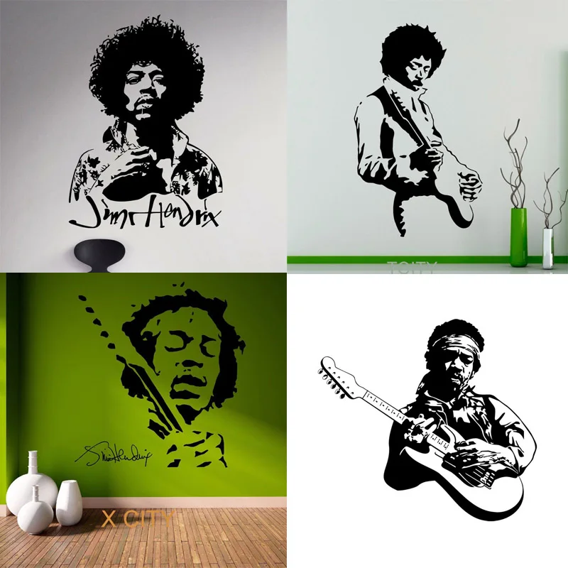Виниловые наклейки на стену JIMMY HENDRIX Music POP Star наклейка дверь окно трафареты