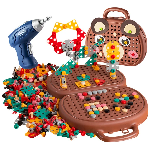 DIY Drill Screw Nut Disassembly Toys 3D Creative Mosaic Puzzles Assembled Blocks Toolbox Sets Educational Toys For Children Gift 1