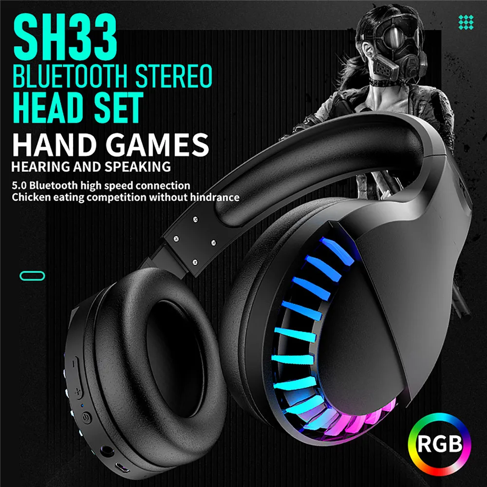 Gaming Headset Wired Dual Mode RGB Light Over Head Headphones Noise Cancelling for Laptop Mobile Phone Tablet Game