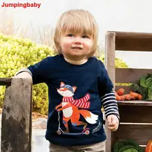 Jumpingbaby/Коллекция года; детская одежда футболка для мальчиков детская футболка с длинными рукавами хлопковая Футболка для малышей; CamisetaCostumes; roupas infantis menino