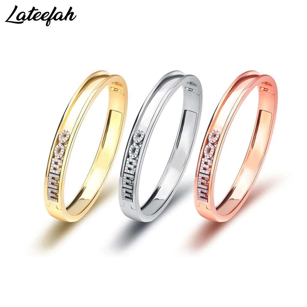 

Lateefah DIY Classic Style Three Colors Customize Bangle Round Open Handpicked Twenty-Six Letters Custom Jewelry For Women