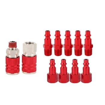 

12Pcs 1/4-Inch NPT Pneumatic Tool Pneumatic Quick Connector Internal/External Thread Quick Male/Female Connector Set