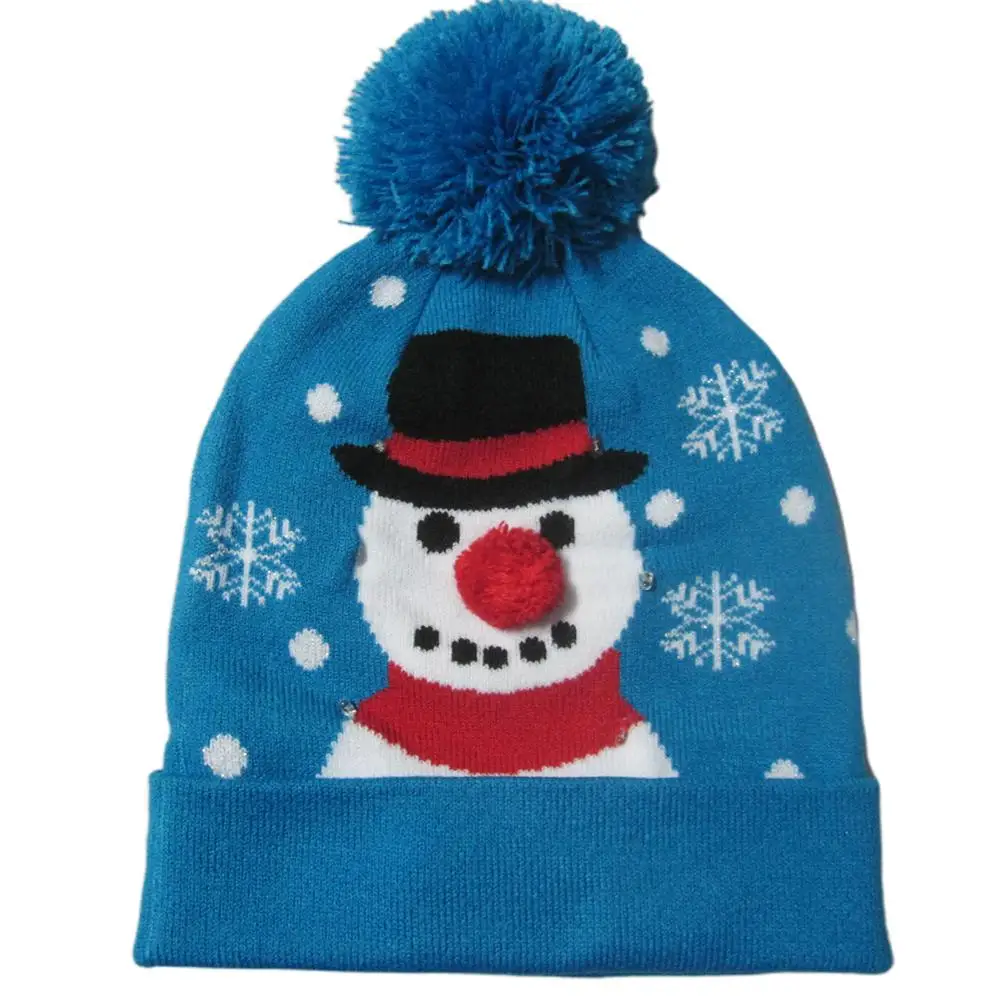 E LED Christmas Hats Beanie Sweater Christmas Santa Hat Light Up Knitted Hat for Kid Adult Christmas Party Gift - Цвет: E