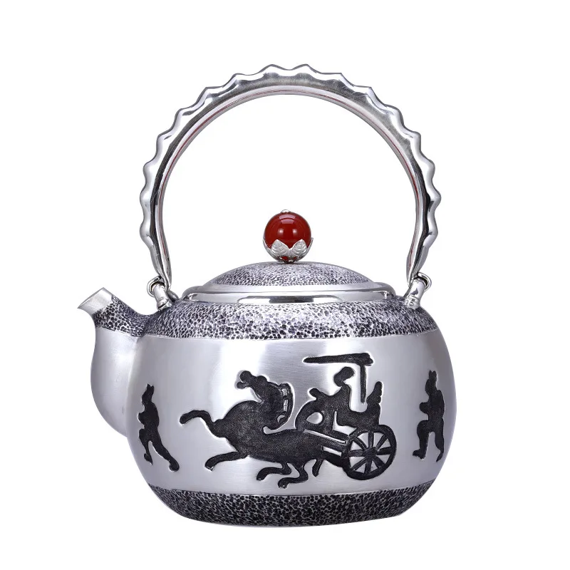 

Teapot, kettle, hot water teapot, iron teapot, stainless steel kettle, tea bowl, 1000ml capacity, handmade S999 sterling silver