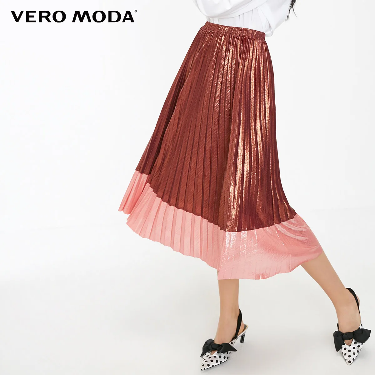 Vero Moda Новые поступления металлическая ткань контрастная плиссированная юбка | 318416507 - Цвет: Rosso