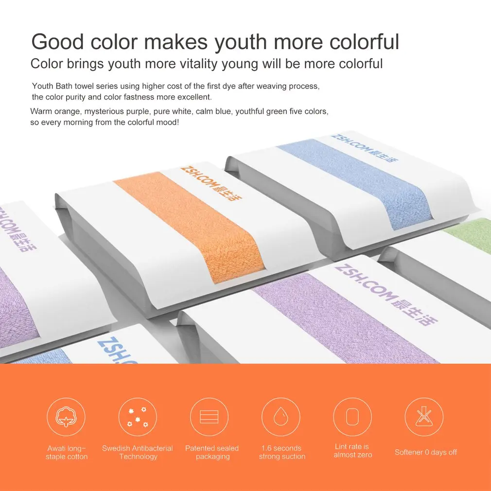 Xiaomi ZSH банное полотенце полиэфирное антибактериальное полотенце мягкое высокоабсорбирующее полотенце для тела с здоровым герметичным посылка