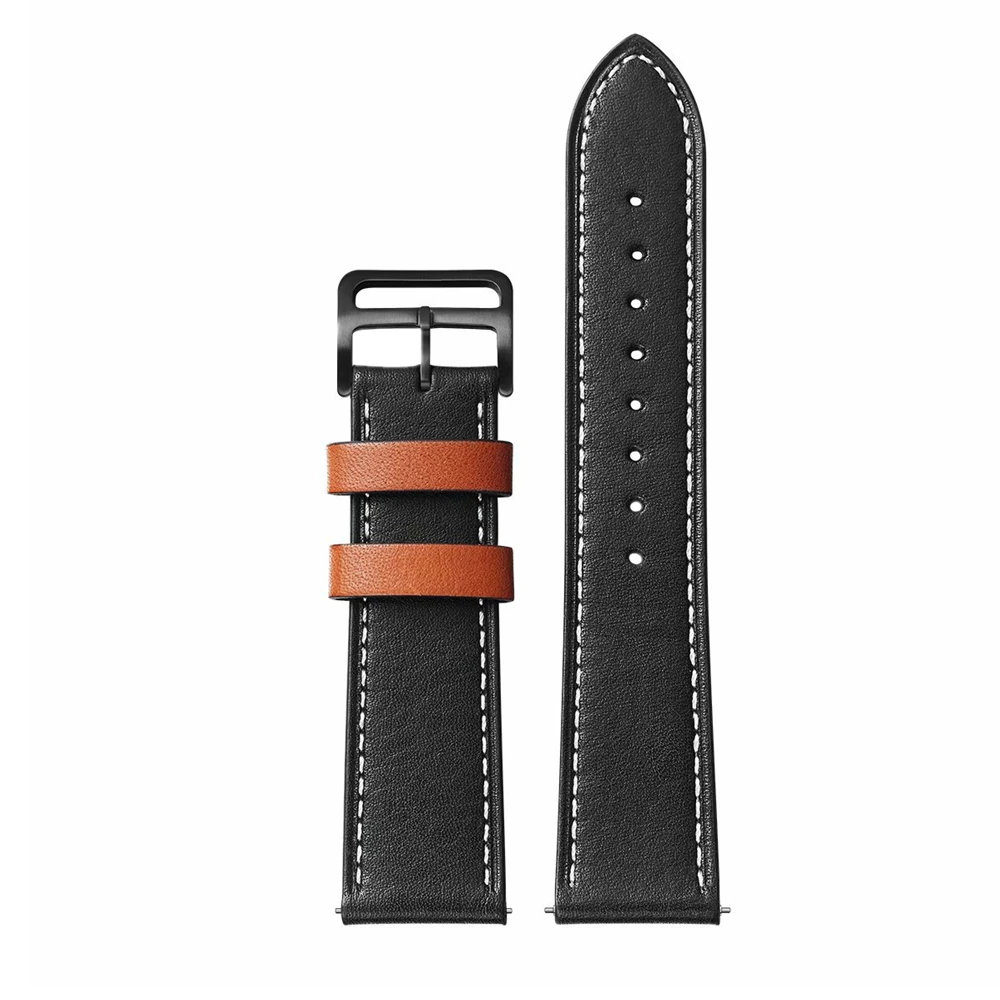 black 20 мм часы correa совместимы с Galaxy watch 42 мм/Active 2/gear S2/huawei Watch 2/Amazfit bip часы ремешок кожаный браслет ремень - Цвет ремешка: black