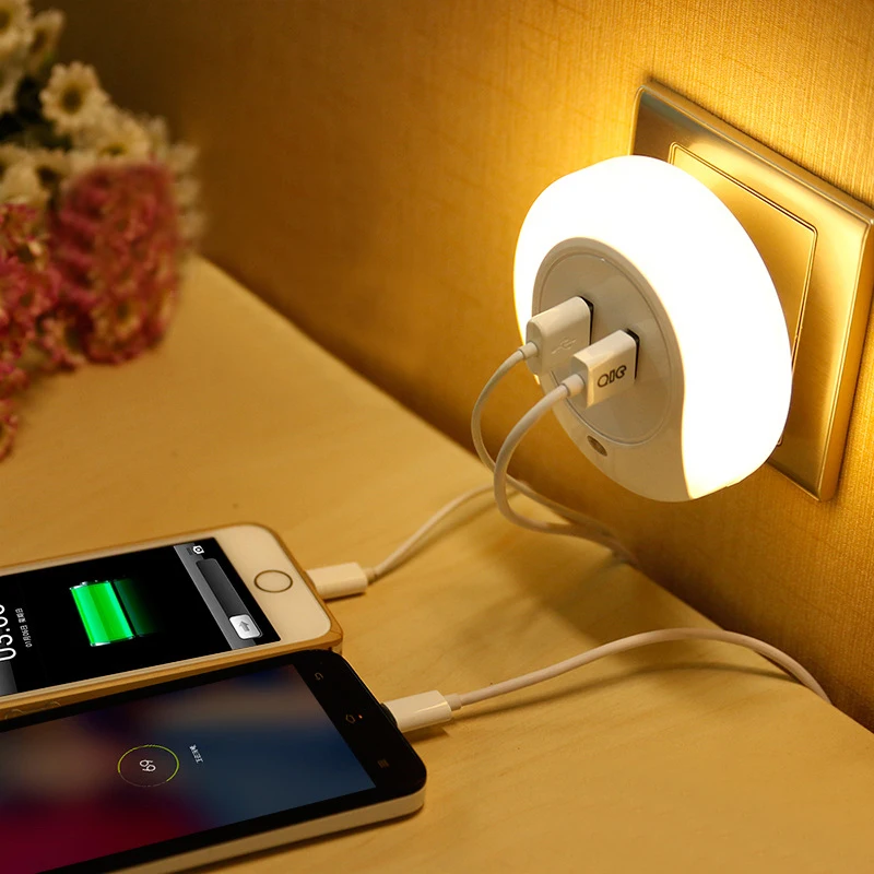 1 шт. светодиодный ночсветильник с 2 USB-портами | Лампы и освещение