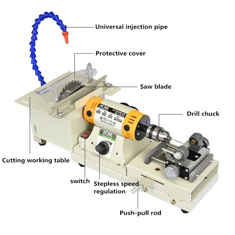 5 IN 1 Multifunctional Desktop Polishing Machine Jade Carving Grinding Cutting Machine Round Bead Punching 220V 750W