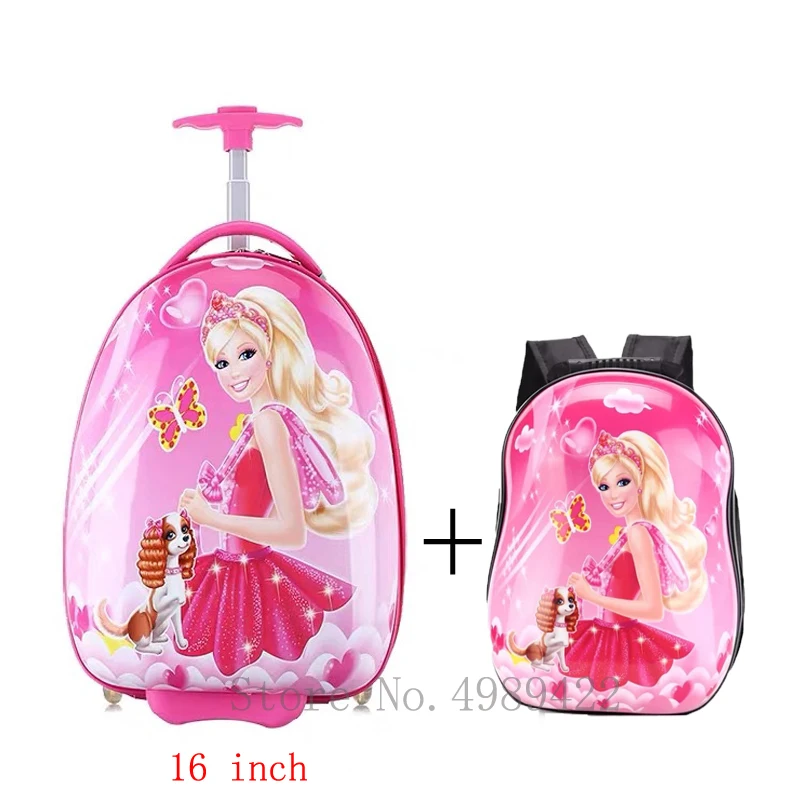 16inch luggage set Мультяшный детский Багаж, Дорожный чемодан на колесиках, багажная сумка на колесиках, 16 дюймов, милый детский рюкзак на колесиках, Подарочный рюкзак - Цвет: 16inch luggage set