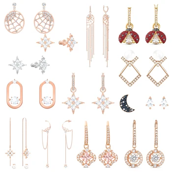 

Original SWA ED0013 Earrings with Original Engraved Symbolic Series Small Ladybug Earrings Cute Elegant Woman Earrings Jewelry