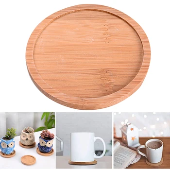 

Succulent Flower Pot Tray Leak-Proof And Anti-Corrosion Round Handmade Bamboo Wooden Base Support Base LXY9