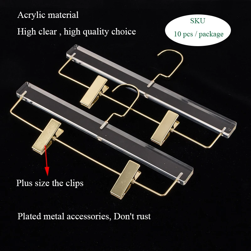 Распродажа от производителя прозрачные акриловые вешалки для брюк 10 шт.