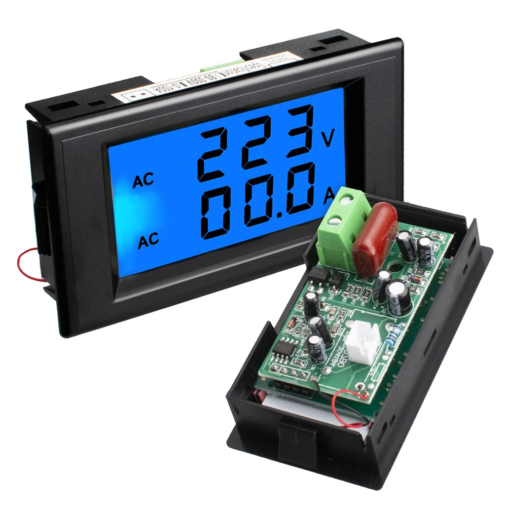 Двойной HD ЖК цифровой дисплей AC80 300V 100A Вольт Панель измеритель тока Вольтметр