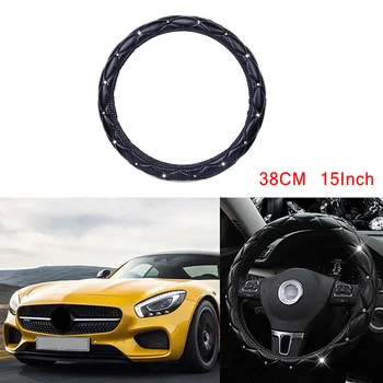 

1pcs Steering Wheel Cover Car /15Inch Non-Slip Breathable Cystal Decor