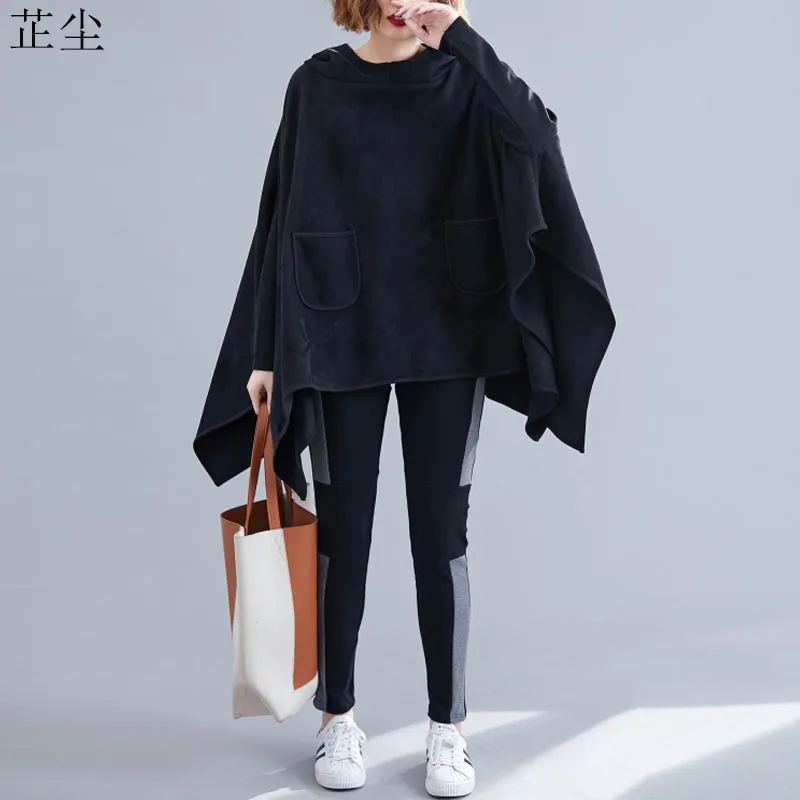 Плюс размер 5XL пуловер замшевые толстовки женские летучая мышь уличная хип хоп корейский с капюшоном осенние зимние толстовки кофты с капюшоном Новинка